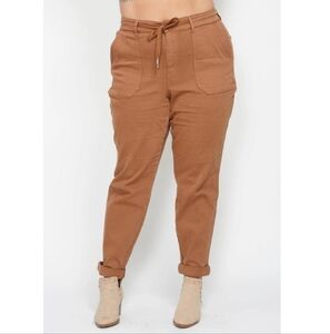 Judy Blue High Waist Pants Camel Brown Womens Plus Size 24W‎